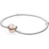 Pandora Bracelet with heart clasp (17 cm, Silver)