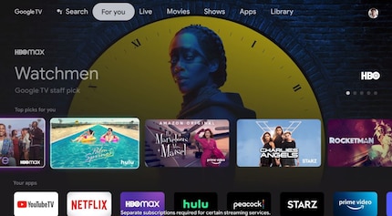 La pagina «For You» è un po' come la schermata iniziale di Google TV.