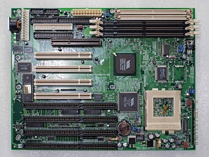 The Tyan S1590 Trinity 100 AT has everything my retro heart desires: four PCI slots, four ISA slots, enough room for extra-long cards, and even the ability to use faster AMD K6-2 processors.