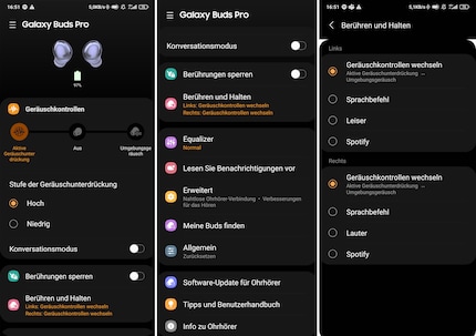 Die Ansicht in der Samsung Wearable App.