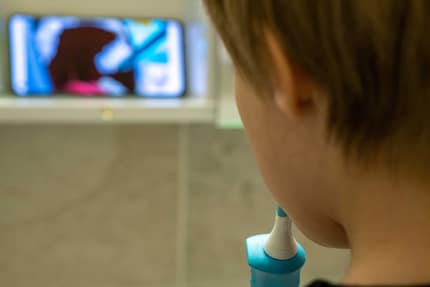 The Sonicare for Kids in use.