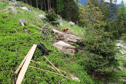 «Terreno dei camosci» in costruzione.