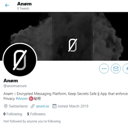 Anom era una società svizzera secondo il suo profilo Twitter