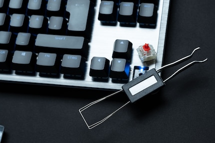 Gli interruttori possono essere cambiati con l'estrattore di keycap e interruttori incluso.