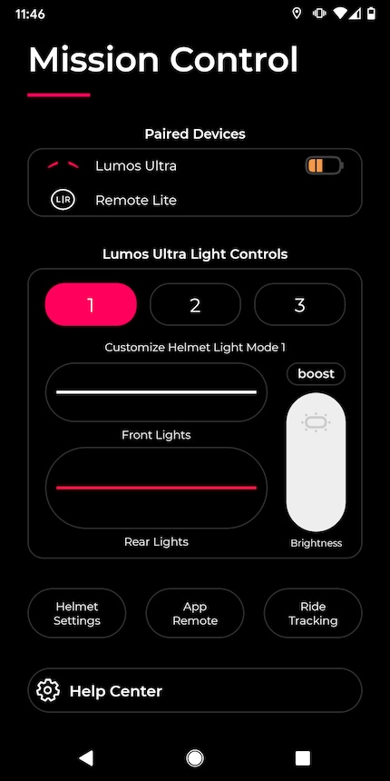 Nell'app puoi configurare le modalità di luce...