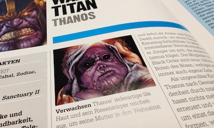 Thanos’ origins are explained in detail in The Marvel Book.