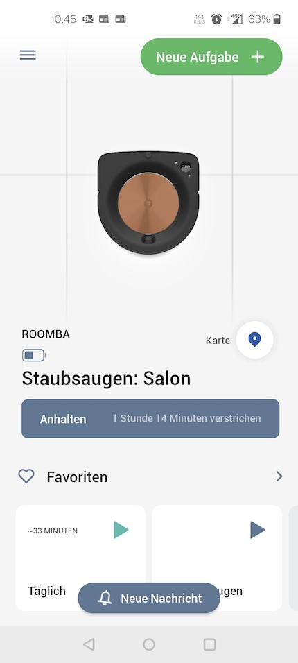 Il menu principale dell'app.