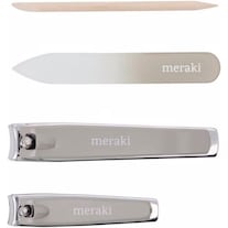 Meraki w. cuticle push, nail file, small clipper and large clipper, Grey