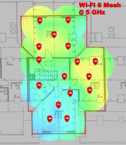 5 GHz signal level in the upper loft floor. (Animated GIF that changes its image every four seconds.)