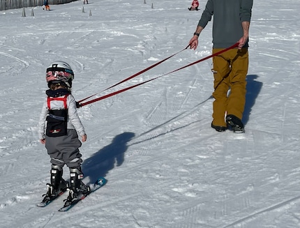 There’s no need to queue for the children’s lift with the harness.