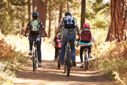 Ecco come dovrebbe essere un giro in bicicletta in famiglia per la maggior parte delle persone: tutti con il casco.