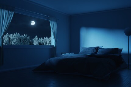 Anche se fuori è ancora giorno, ci dovrebbe essere un'atmosfera notturna in camera da letto.