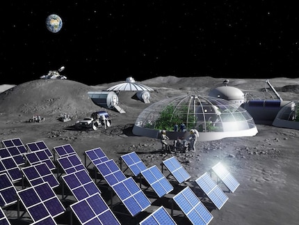 Questa visualizzazione mostra le possibili forme della base lunare.