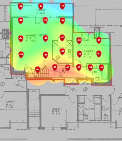 Livello di segnale a 2,4 GHz primo piano mansardato.