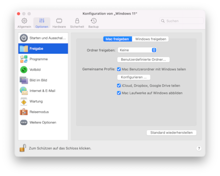 La condivisione di dati Mac e Windows è facile da usare in Parallels.