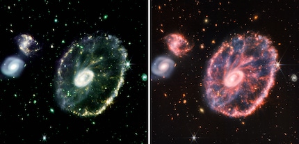 Sia la mia immagine (a sinistra) che quella della NASA (a destra) sono una combinazione di diverse immagini della NIRCam e del MIRI.