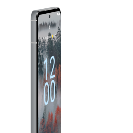 La parte frontale del Nokia X30 di profilo.
