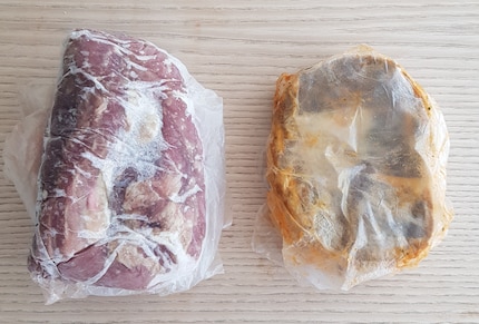 La carne è ancora o di nuovo viva? Non lo voglio sapere. Finisce quindi nella spazzatura.
