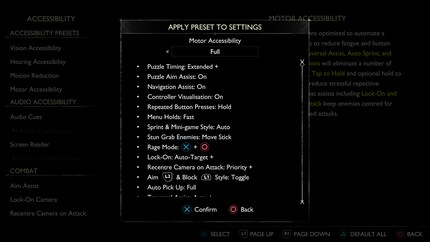 Pretty nifty: options for gamers with motor difficulties can be activated individually or as a complete set.