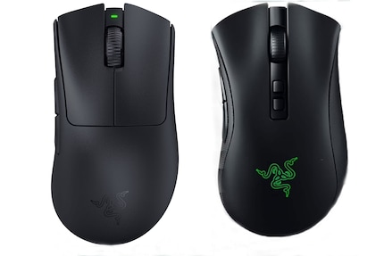 Side-by-side comparison: Deathadder V3 Pro (left) and V2 Pro (right)
