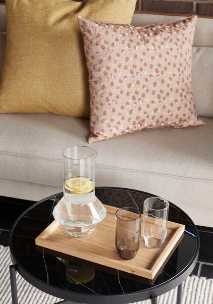 This pretty table is simple, but not boring thanks to the marble pattern.