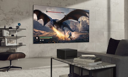 Sotto: lo Zero Connect Box, che trasmette i segnali video e audio dai dispositivi collegati alla TV.
