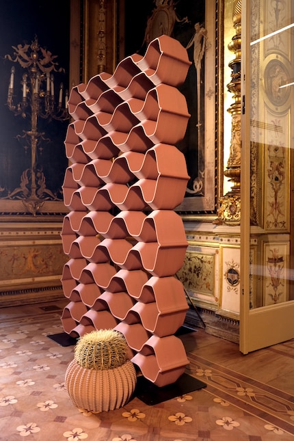 Paravento in materiale di scarto stampato in 3D.