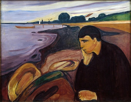 Edvard Munch works through his depression in his paintings.