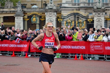 Paula Radcliffe alla maratona di Londra nel 2015.