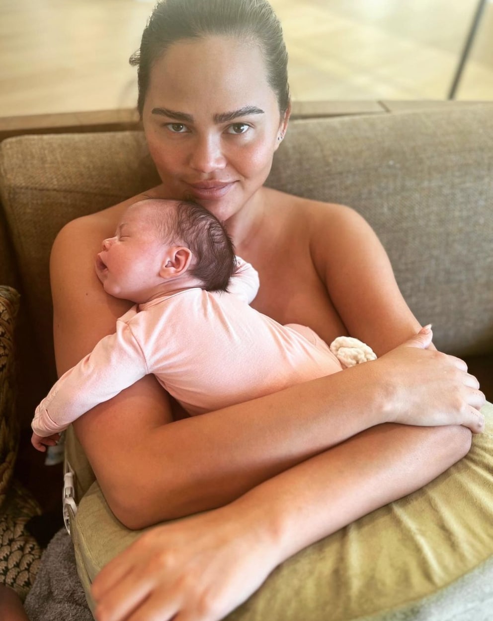 US model Chrissy Teigen has her third child’s umbilical cord blood stored.