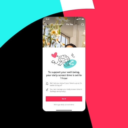 Ecco come apparirà in futuro la schermata che ti avvisa del troppo tempo trascorso su TikTok.