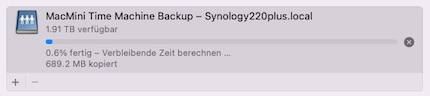 Success! The first backup is running.