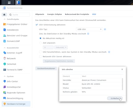 Synology’s DSM operating system allows you to configure a UPS easily in one place.