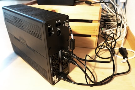 The back of the UPS and my tangle of cables.