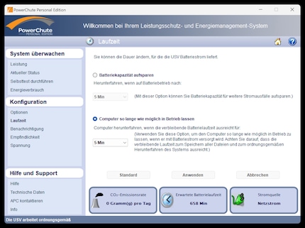 On battery power, when should the PC shut down by itself?