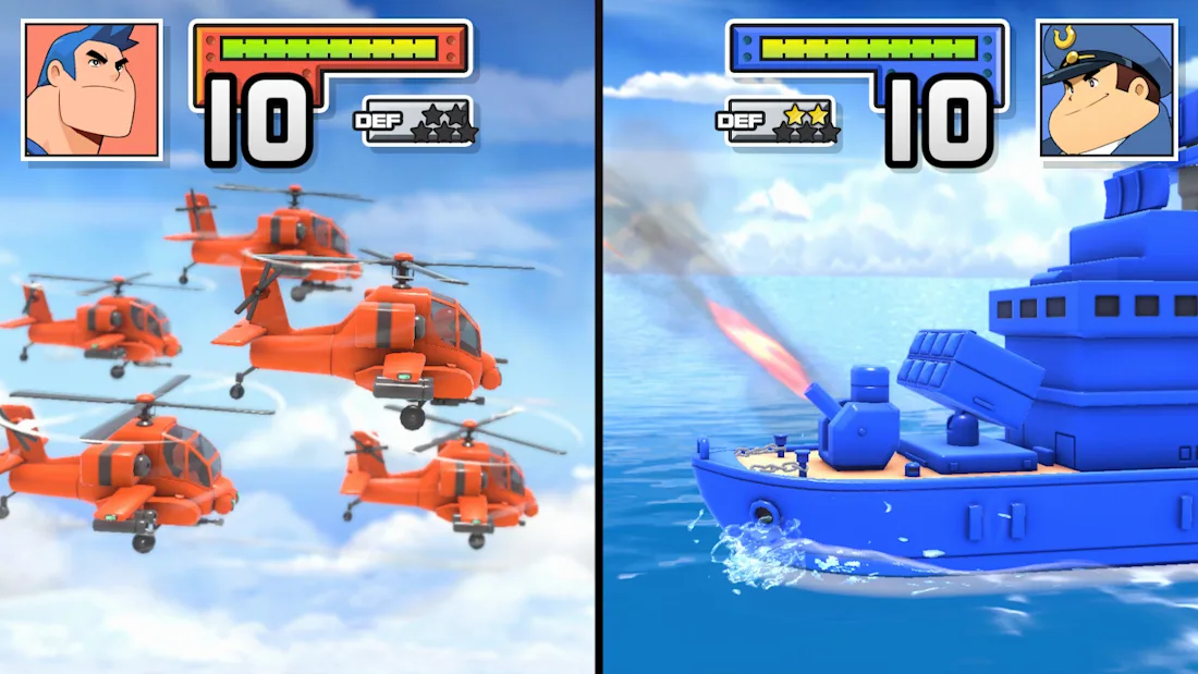 Quando si attacca, il gioco passa a una visuale a schermo diviso.