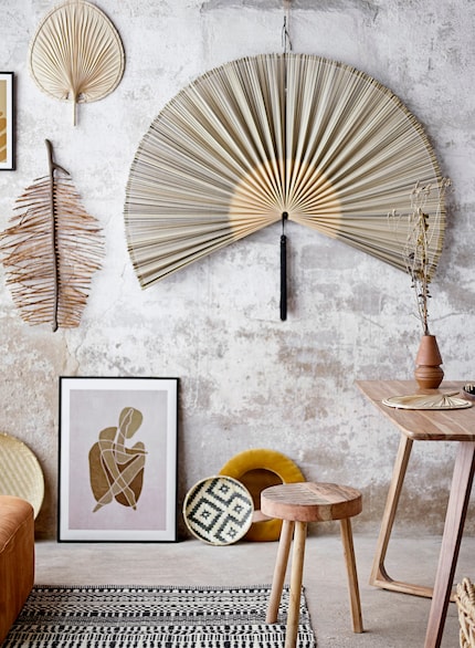 Pretty fans double as wall decoration.