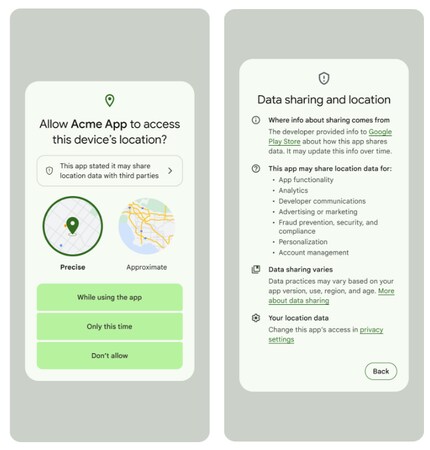 Informazioni più dettagliate sui dati di posizione condivisi.