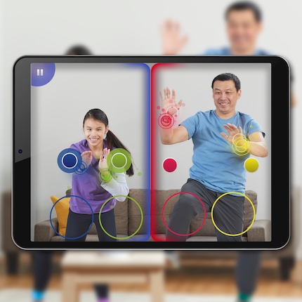 The active game brings the fun from the famous mat to the screen. It is recommended for ages eight and up.