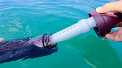 Direttamente dalla fonte: il filtro trasforma l'acqua del lago in acqua potabile.