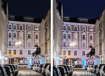 A ben guardare, la modalità notturna del Phone (2) fornisce un'immagine nettamente migliore.