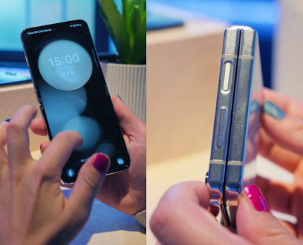 Il Flip può essere chiuso a filo o aperto e utilizzato come un normale smartphone.