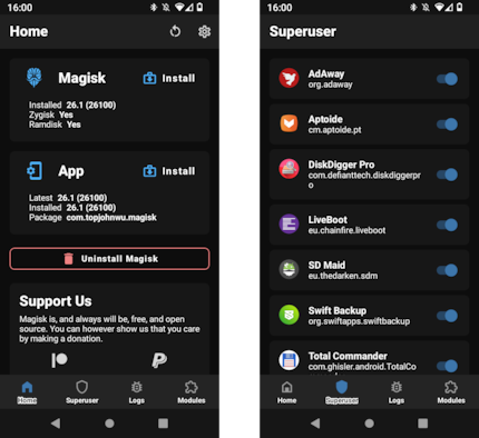 Con Magisk è possibile determinare quali app possono ottenere l'accesso al root.
