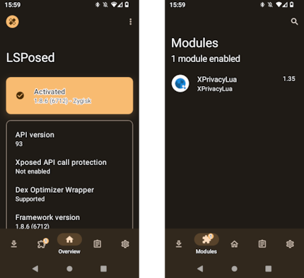 LSPosed consente l'installazione di applicazioni speciali. Come XPrivacyLua, che aiuta a contrastare la frenesia di raccolta dei dati da parte delle app.
