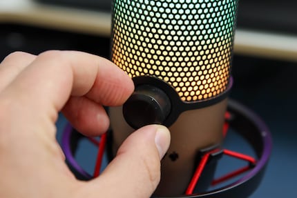 I use the gain control to adjust the sensitivity of the microphone.