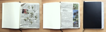 Put it in, cover it, close it: this is how flowers can be pressed easily in a book.
