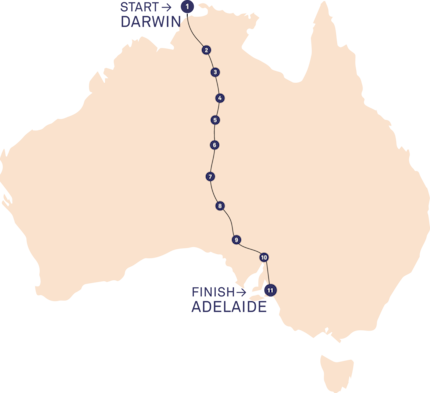 Il percorso della gara si snoda da nord a sud attraverso l'Australia.