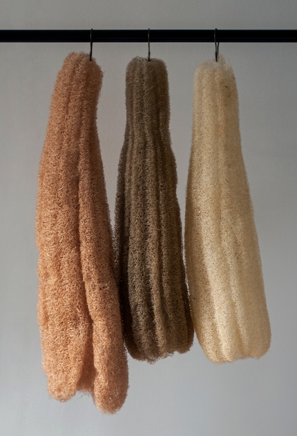 Il frutto essiccato della luffa non solo assorbe i liquidi, ma anche i colori.