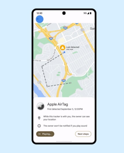 Android non solo ti avvisa, ma ti aiuta anche a trovare il tracker e a disattivarlo se necessario.