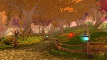 In realtà, preferisco queste ambientazioni fantasy colorate e idilliache. Nella foto: il bosco di Eversong di «World of Warcraft».